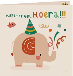 By-Bora-Karte mit Umschlag / Hurra-Elefant