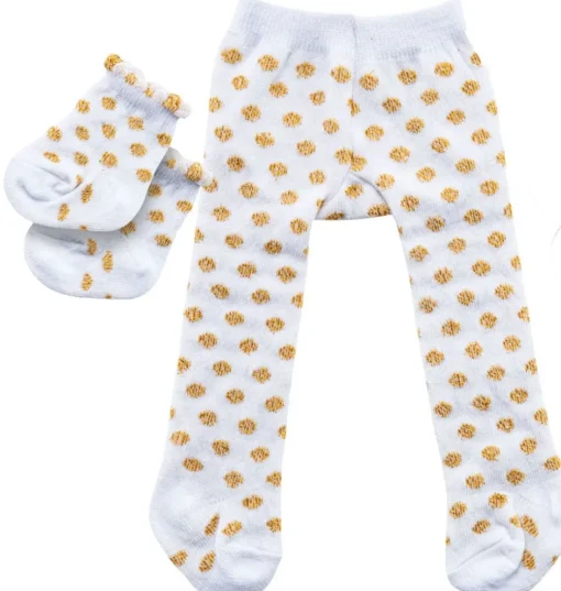 Heless Strumpfhosen und Socken weiß mit goldenen Punkten. Geeignet für den Gord
