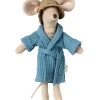 Maileg Bademantel Vater Maus Dusty Blue