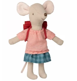 Maileg Big Sister Dreirad Maus mit roter Tasche
