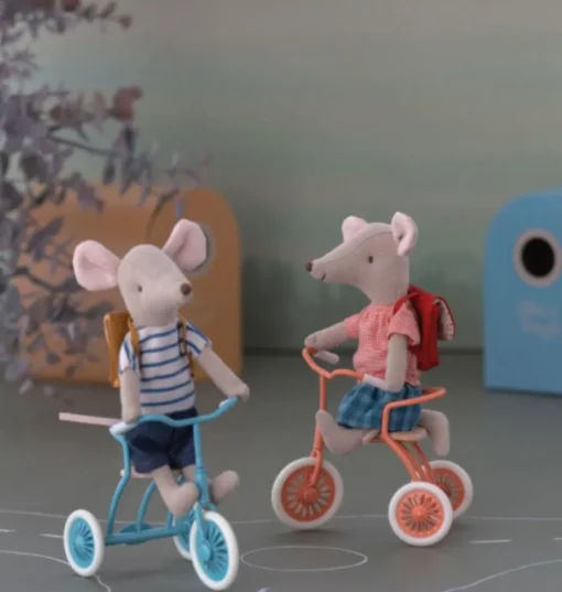 Maileg Big Sister Dreirad Maus mit roter Tasche