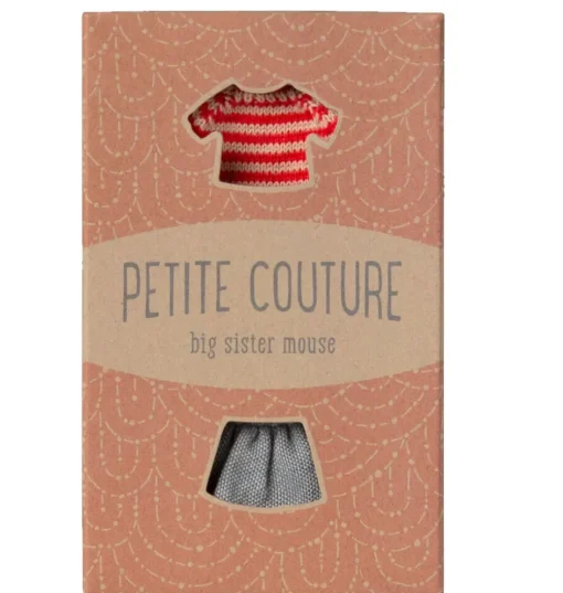 Maileg Kleidungsset Große Schwester Maus / Petite Couture / Rock und gestreifter Pullover