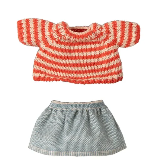 Maileg Kleidungsset Große Schwester Maus / Petite Couture / Rock und gestreifter Pullover
