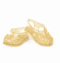 Minikane Plastiksandalen gold für Gordi-Puppen mit Glitzer