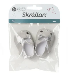 Skrållan silbergraue Puppenschuhe Mäuse / passend für Amigas-Puppen